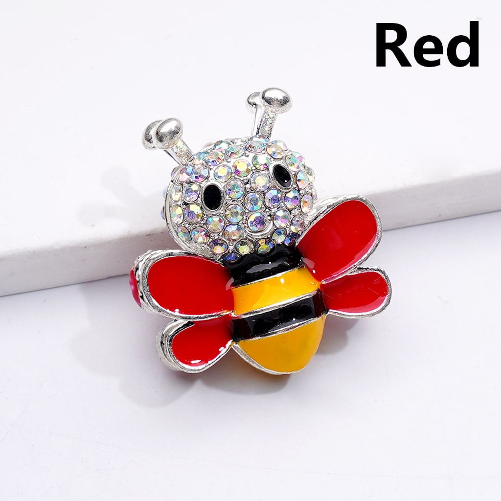 Fancy Bee Design with AB Rhinestones & Solid Color Wings Silver Alloy Beads 29×26MM