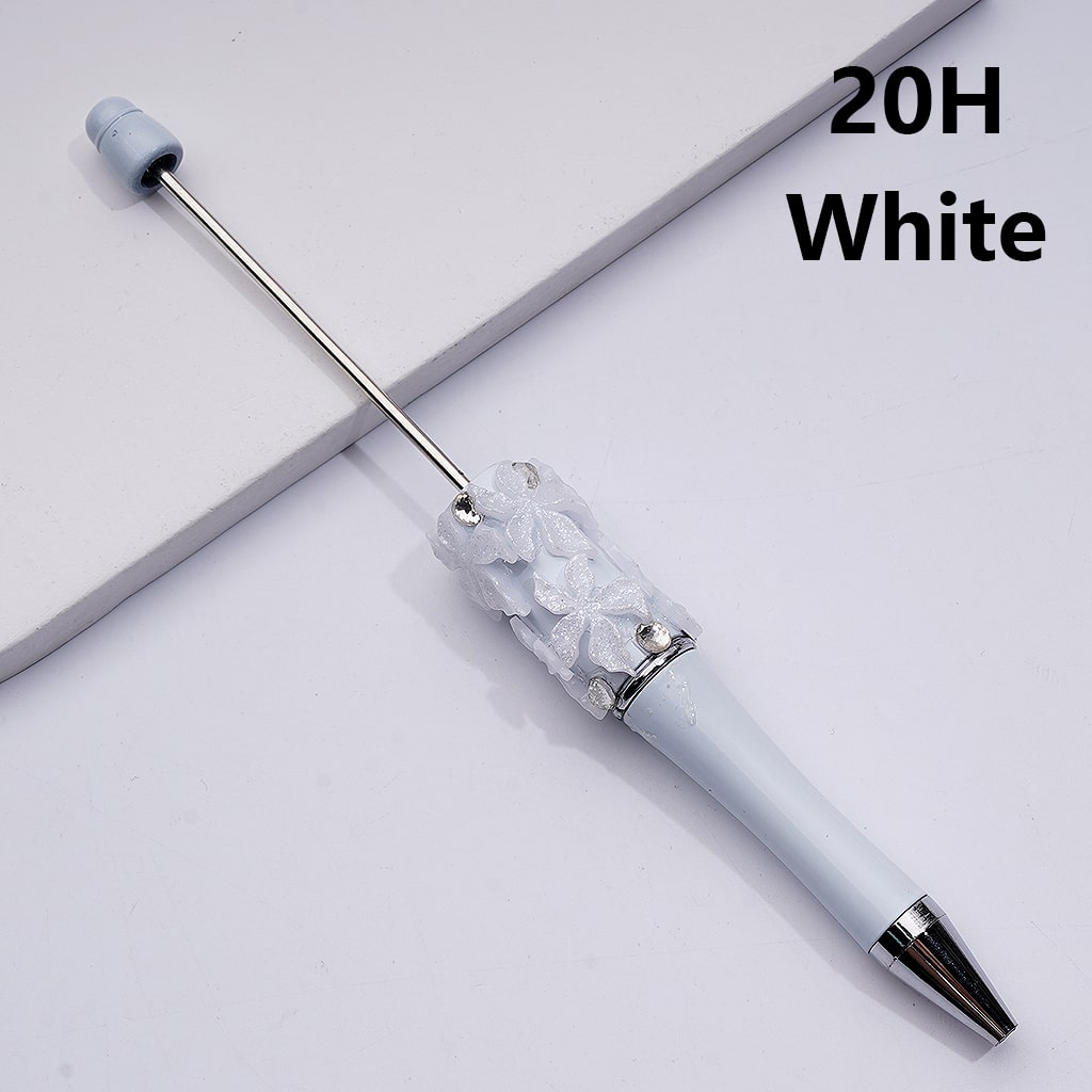 Glitter Shiny Flowers with Clear Rhinestones Double Color Beadable Pens
