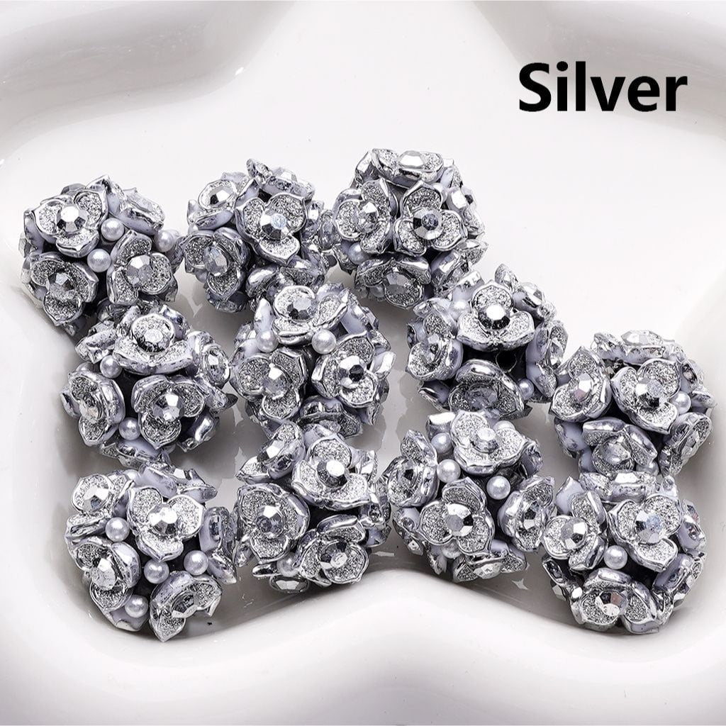 Shiny Clay Beads Three-Petal Flower with Colorful Stamen and White Pearls 20MM