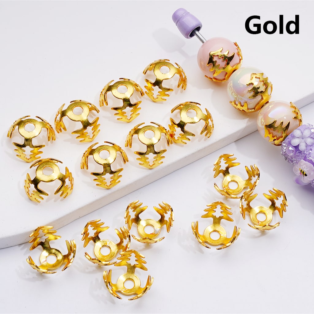 Festive Metal Bead Cage Cap 16MM Christmas Tree Design