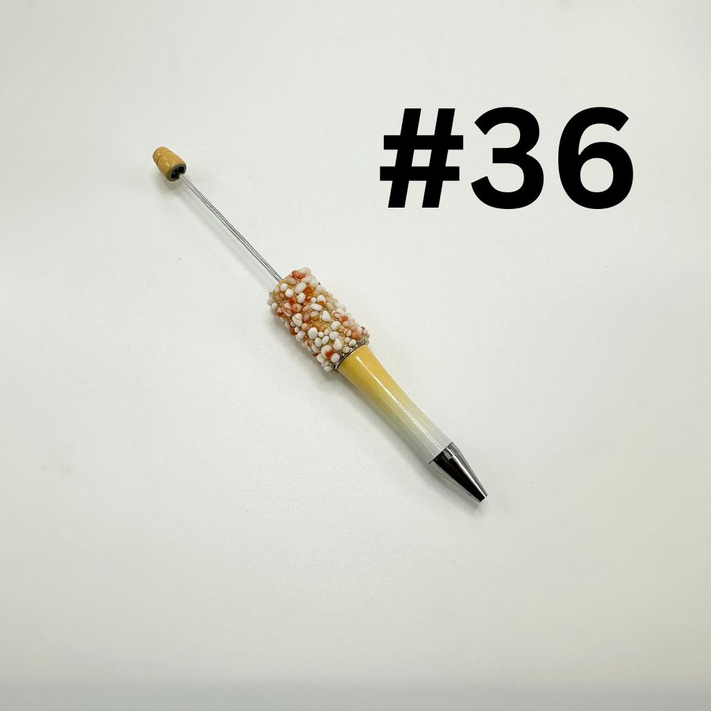 Solid Color Plastic Beadable Pens with tiny Pebbles