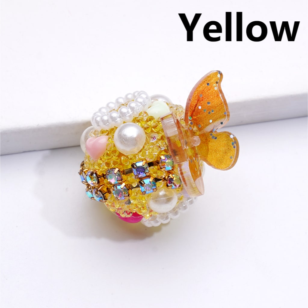 Sugar Butterfly Design with AB Rhinestones & White Pearls Multi-Color Hearts Large Acrylic Beads20MM
