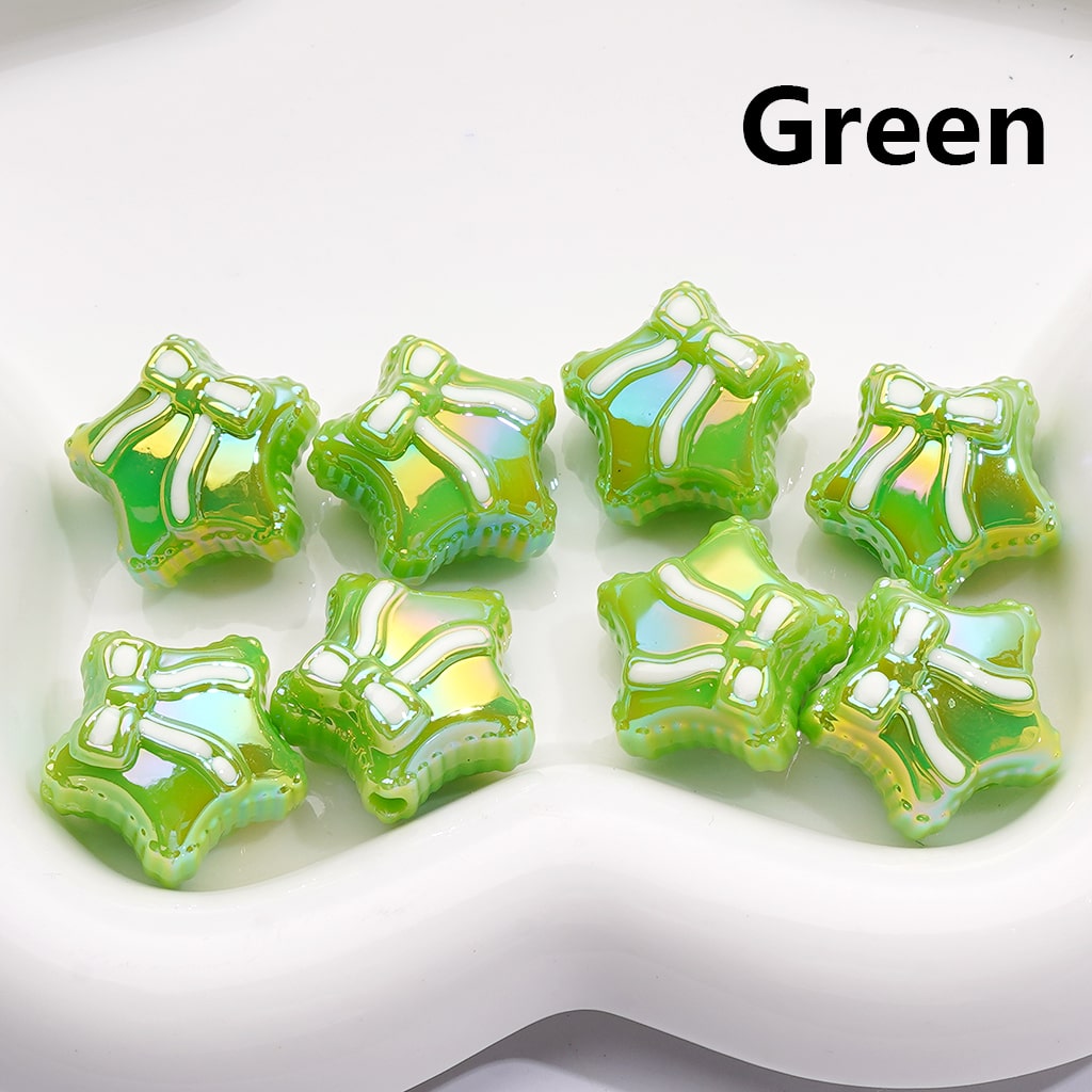 UV Coated Acrylic Beads Shiny Five-Pointed Star with Bowknots Multi-Color 20MM (Single Color is available for 200pcs(Whole Bag))