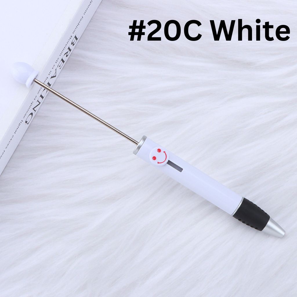 Fashionable DIY Plastic Beadable Pen with Smile Emoji in Solid Colors