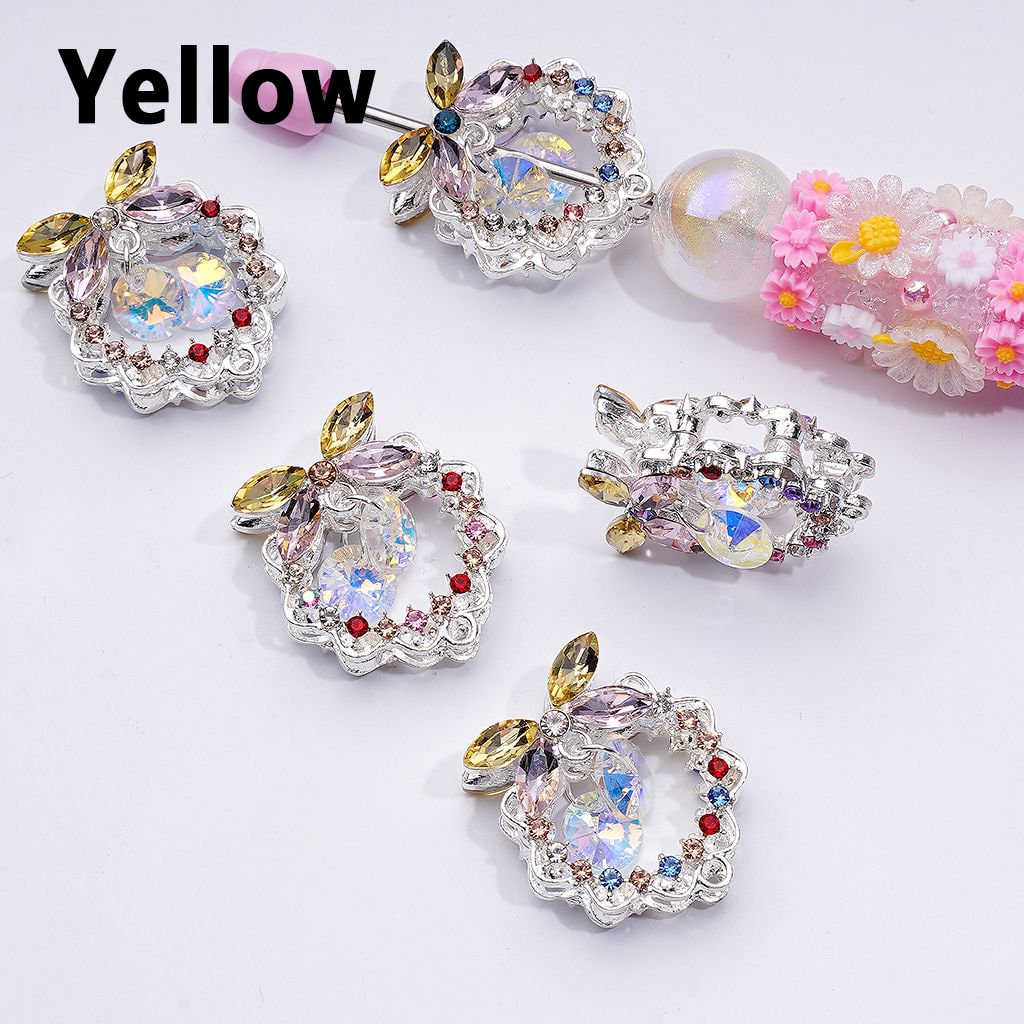 Sparkling Silver Alloy Garland Wreath – Bowknot Beads with Vibrant Rhinestone Pendants