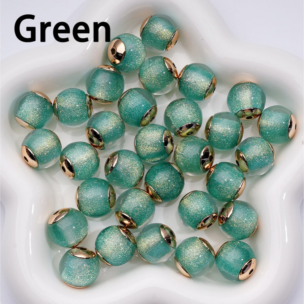 Round Charms with Glitter Sugar Cores & Mini Gold Alloy Spacers, 16MM, Random Mix