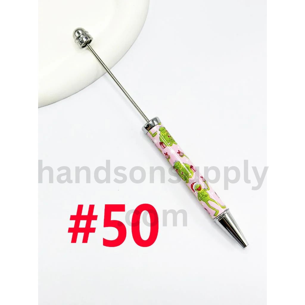 New Style DIY Plastic Beadable Pens with Colorful Cartoon Prints