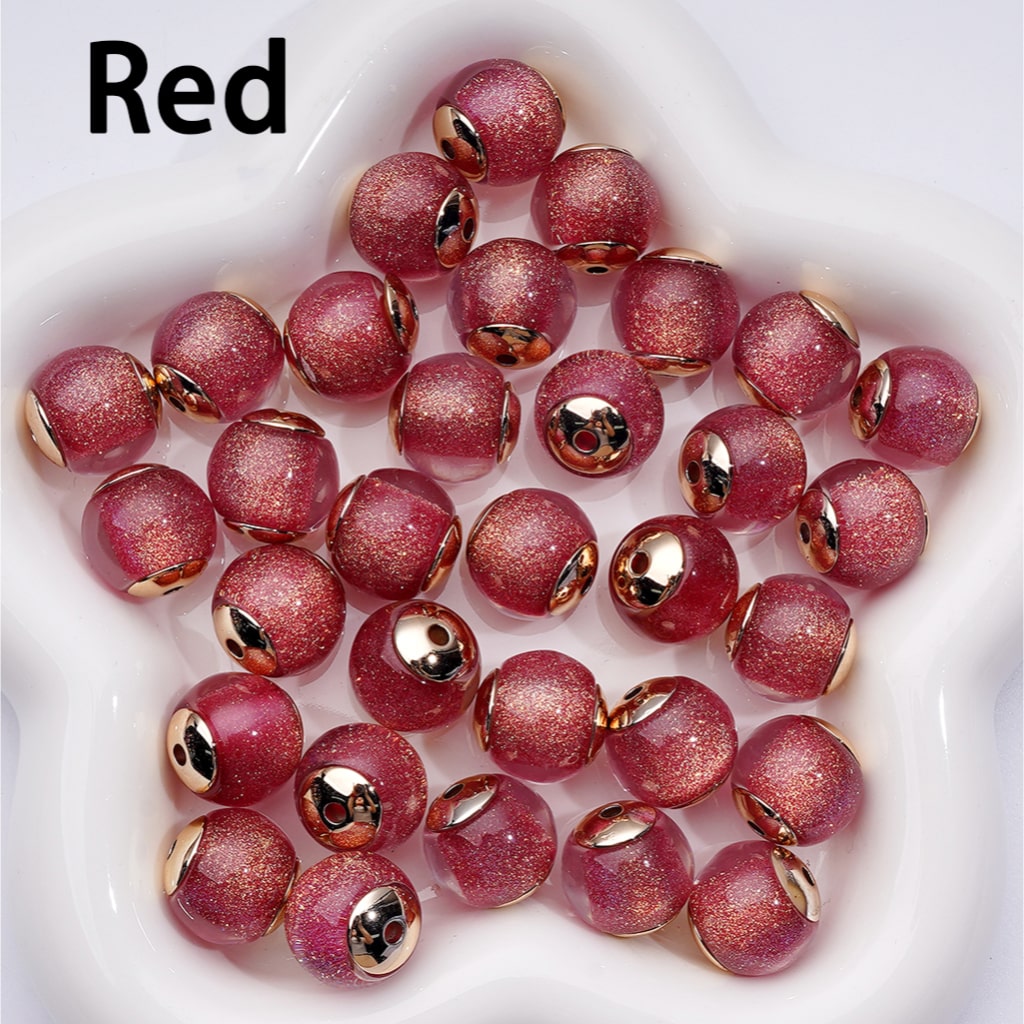 Round Charms with Glitter Sugar Cores & Mini Gold Alloy Spacers, 16MM, Random Mix