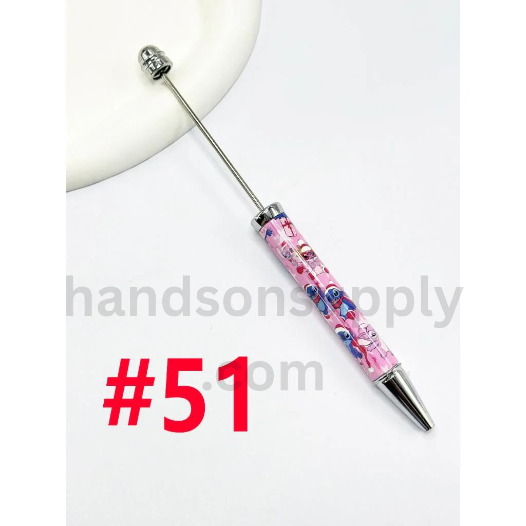 New Style DIY Plastic Beadable Pens with Colorful Cartoon Prints