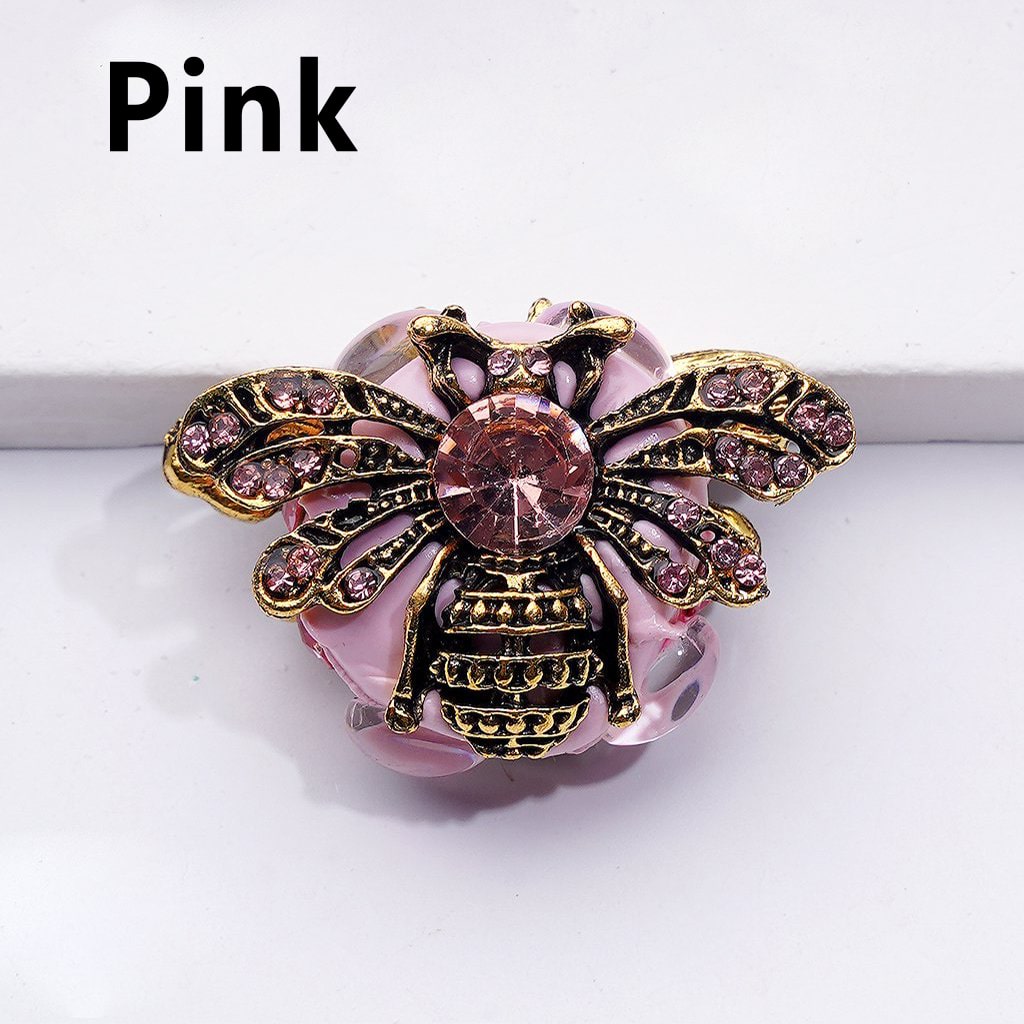 Elegant Copper Alloy Bee with Sparkling Rhinestones & Clear Oval Pearl Clay Beads – Approx 26*34MM