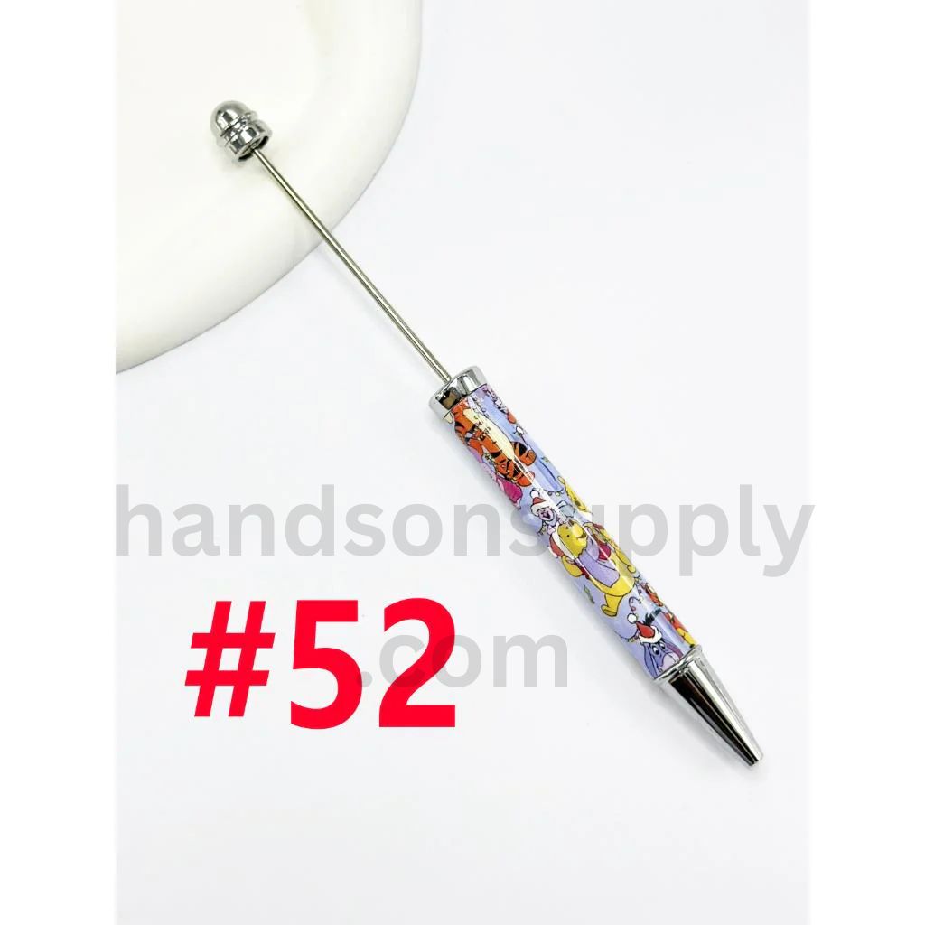 New Style DIY Plastic Beadable Pens with Colorful Cartoon Prints