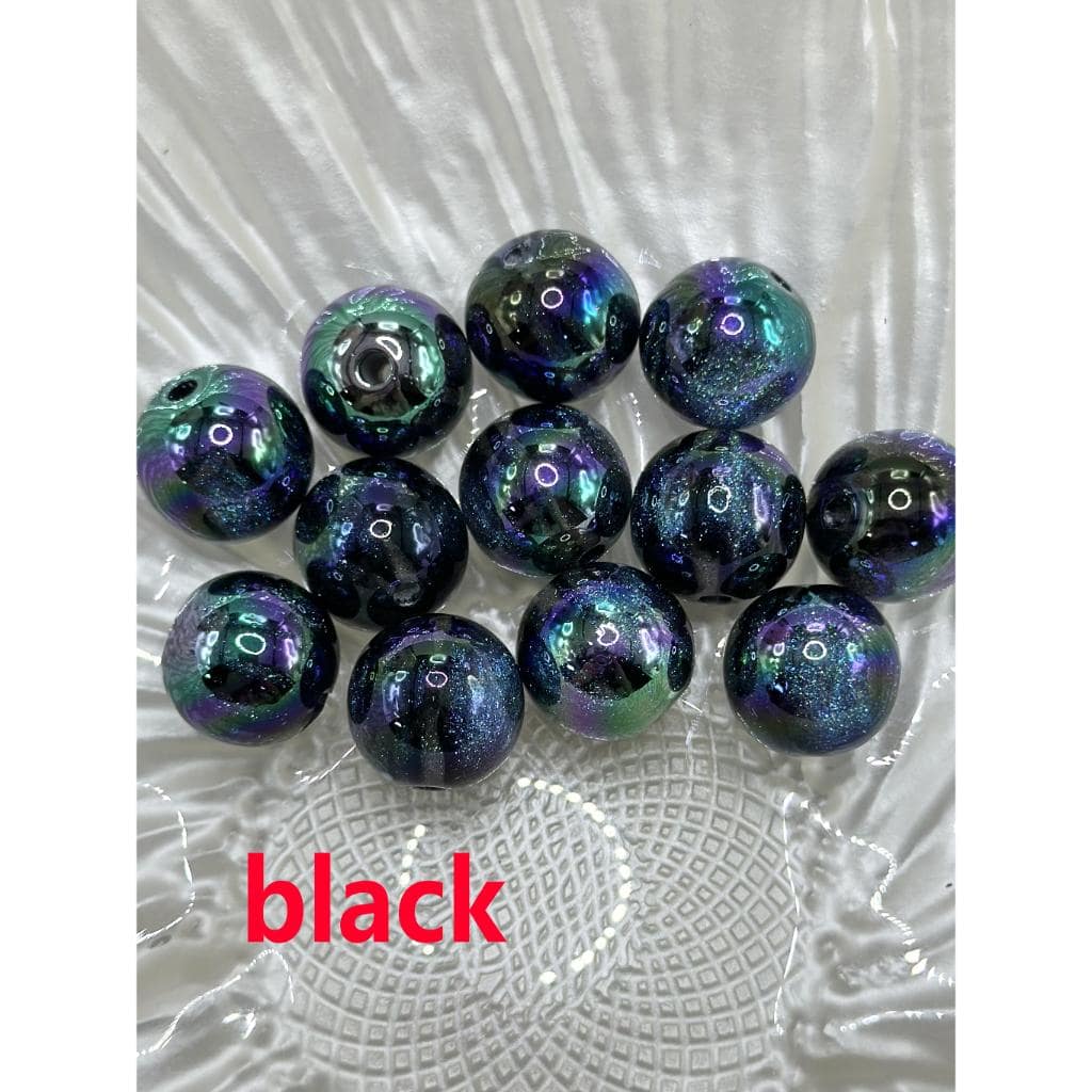 Glossy Acrylic Beads with Glitter Inside, Little UV Plating, 16mm FS