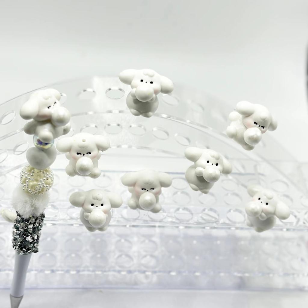 Big Ear Puppy Blows Bubbles Little Cute Pen Topper Acrylic Beads, Around 25*32MM