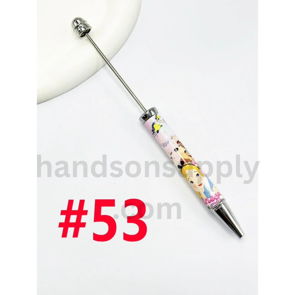 New Style DIY Plastic Beadable Pens with Colorful Cartoon Prints