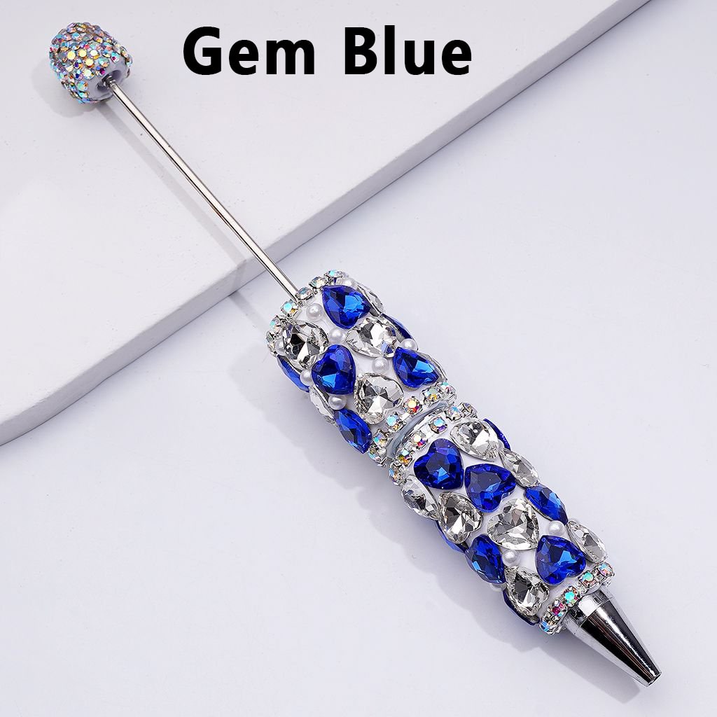 Clay Beadable Pens – Decorated with Multicolor Shiny Hearts, White Pearls, AB Rhinestones & Chains