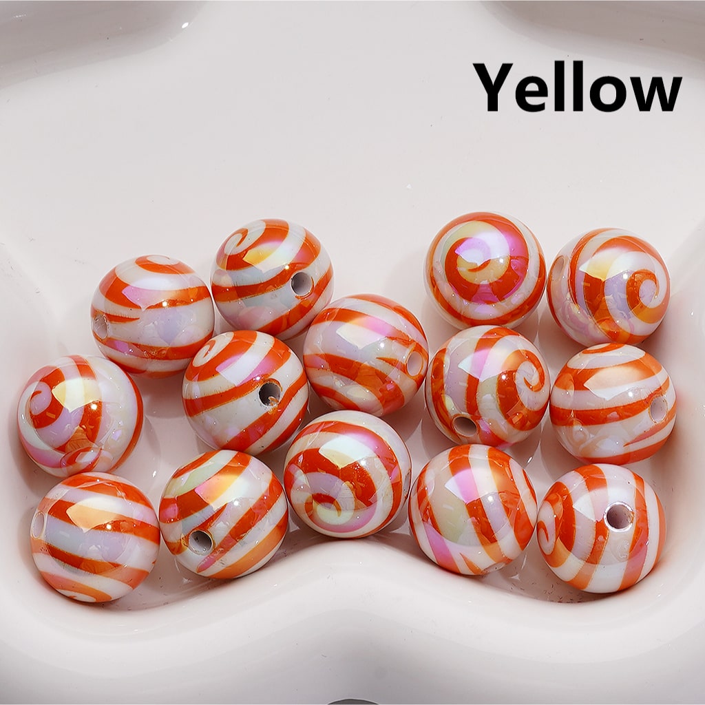 Swirl Stripes Multi-Color UV Coating Round Acrylic Beads 16MM (Single Color is available for 200pcs Whole bag)
