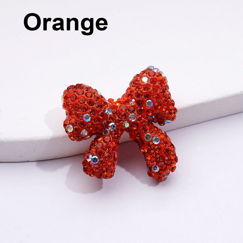 Colorful Bowknot Clay Beads with AB Rhinestones Adorable Multi-Color, 24*26MM, Random Mix