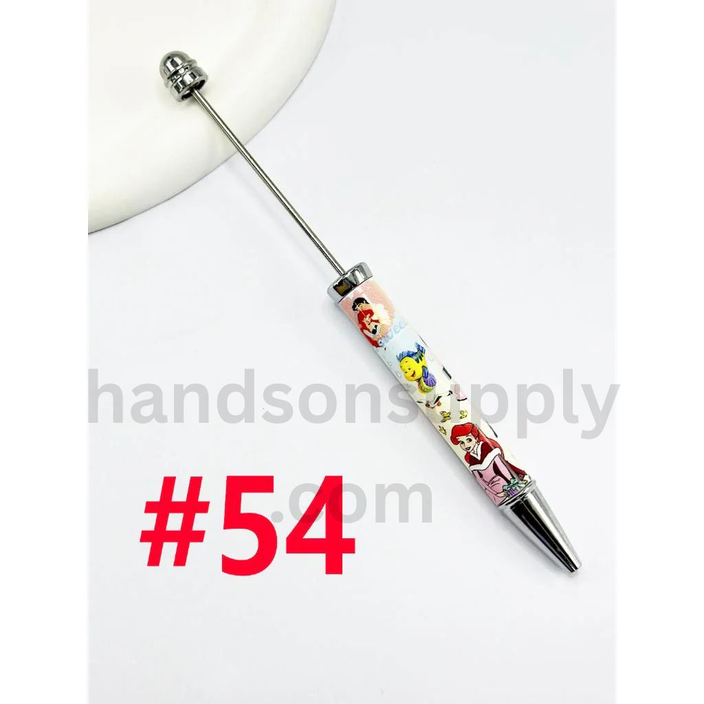 New Style DIY Plastic Beadable Pens with Colorful Cartoon Prints