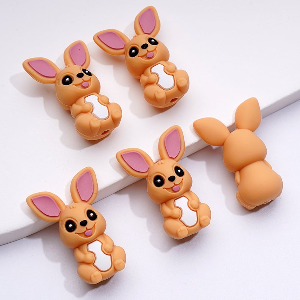 3D Rabbit Cute Bunny Silicone Focal Beads