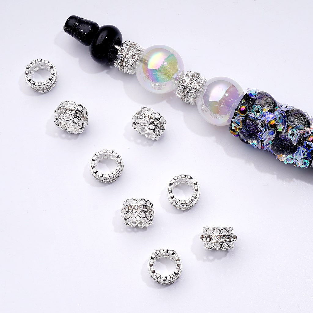Mini Chic Metal Spacer in Gold, Silver, Gunmetal, and Black with Clear Rhinestone Chain – Approx. 10MM