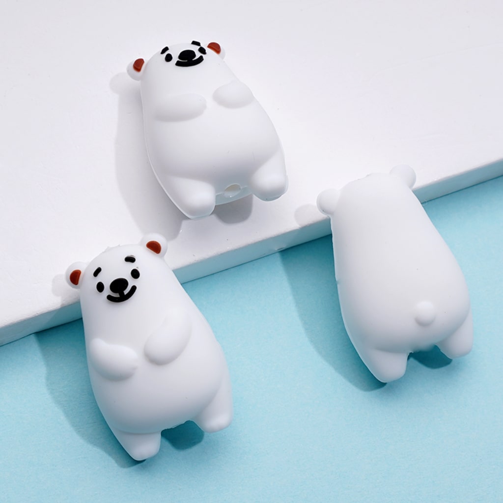 3D Bears Cute Polar Silicone Focal Beads