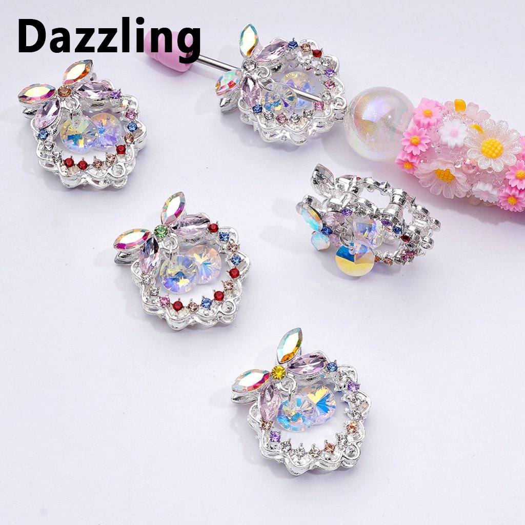 Sparkling Silver Alloy Garland Wreath – Bowknot Beads with Vibrant Rhinestone Pendants