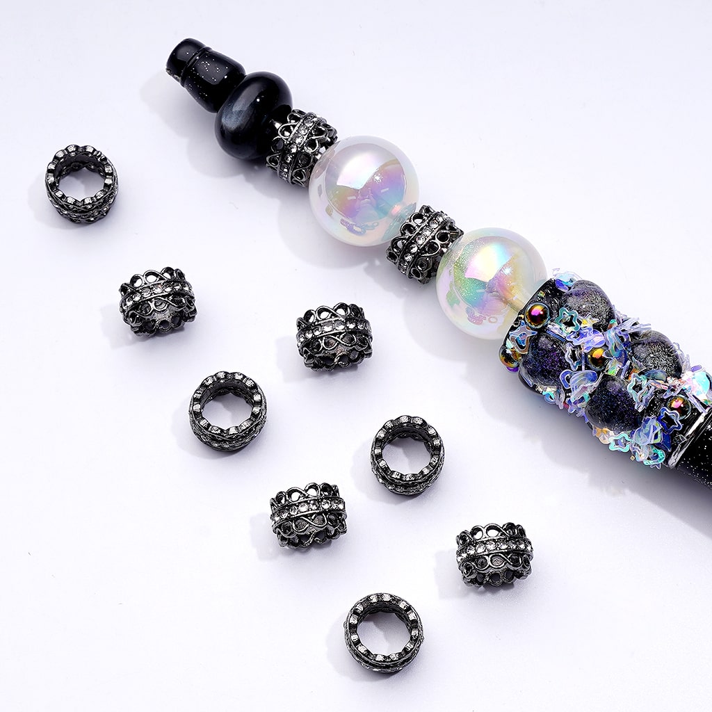 Mini Chic Metal Spacer in Gold, Silver, Gunmetal, and Black with Clear Rhinestone Chain – Approx. 10MM