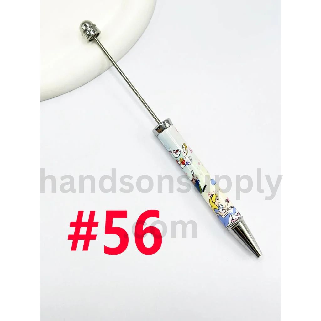 New Style DIY Plastic Beadable Pens with Colorful Cartoon Prints