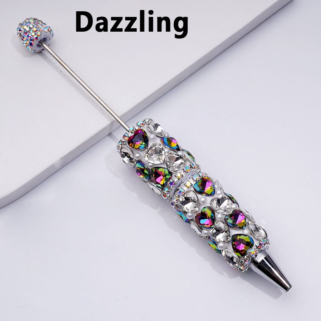 Clay Beadable Pens – Decorated with Multicolor Shiny Hearts, White Pearls, AB Rhinestones & Chains