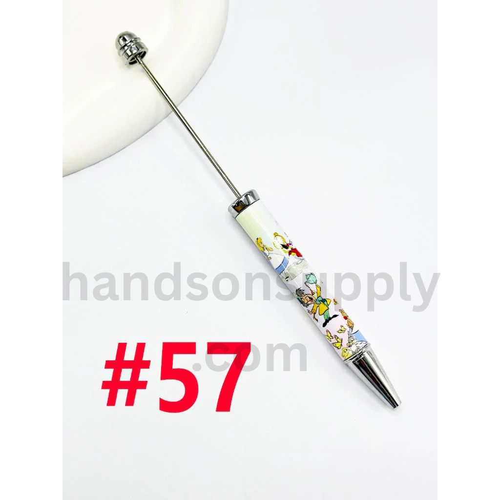 New Style DIY Plastic Beadable Pens with Colorful Cartoon Prints