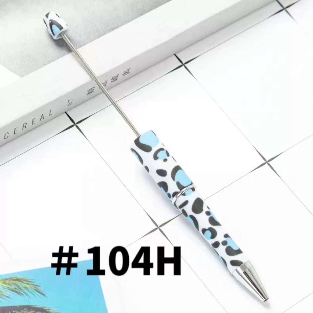 Green and White Jaguar Printed Beadable Pens Number 104H