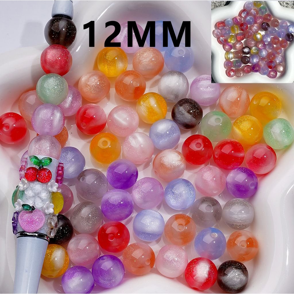 Shimmering Color-Changing Acrylic Beads Glitter Round 12MM Assorted Mix