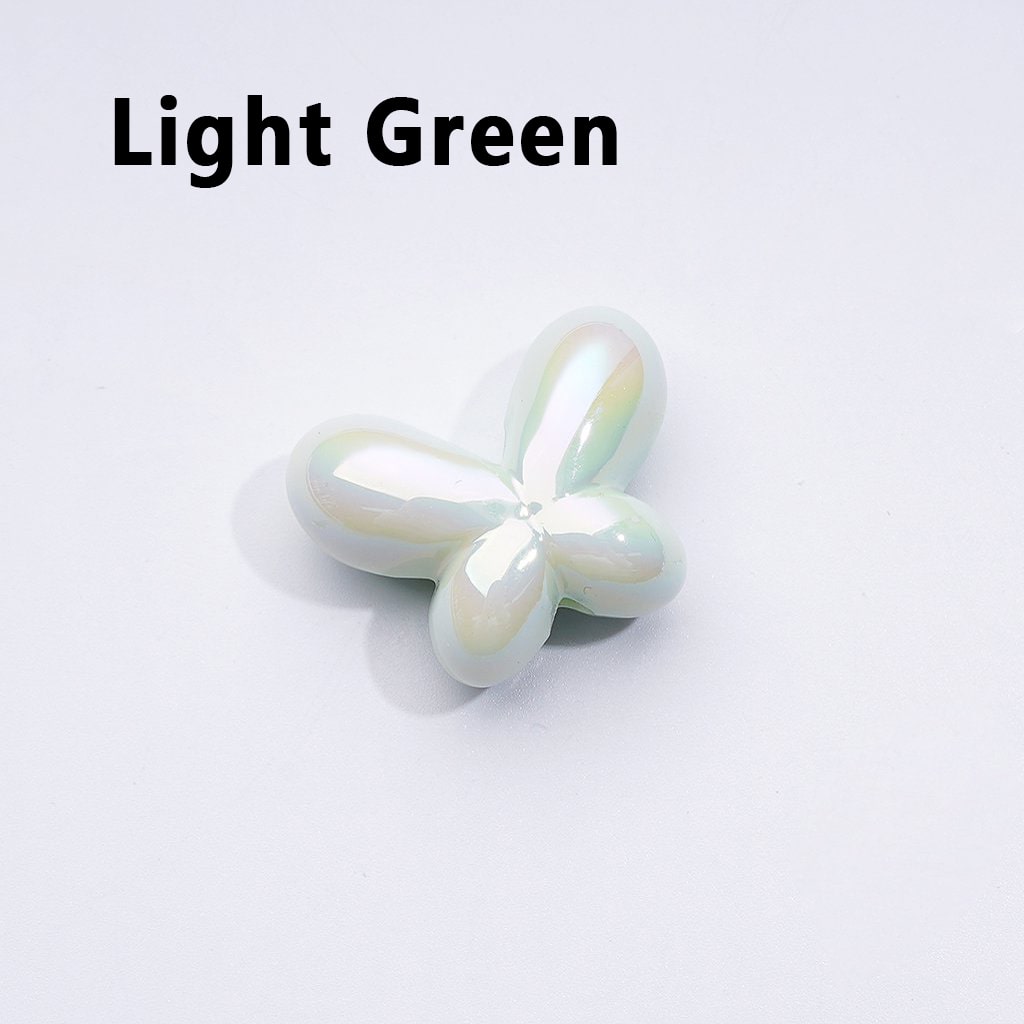 Luminous UV Coating Acrylic Beads with Shiny Butterfly and Bowknot Design, 25x19MM