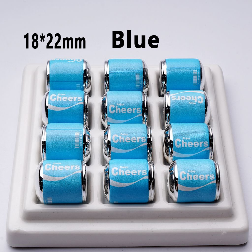 Drink Can Acrylic Beads – 18x22MM 'Enjoy' & 'Cheers' Designs in Multicolor and Random Mix