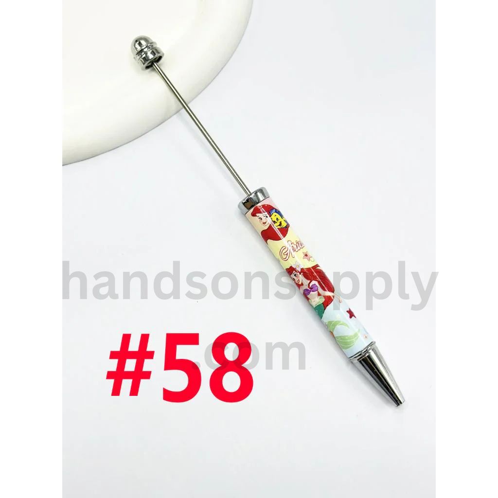 New Style DIY Plastic Beadable Pens with Colorful Cartoon Prints