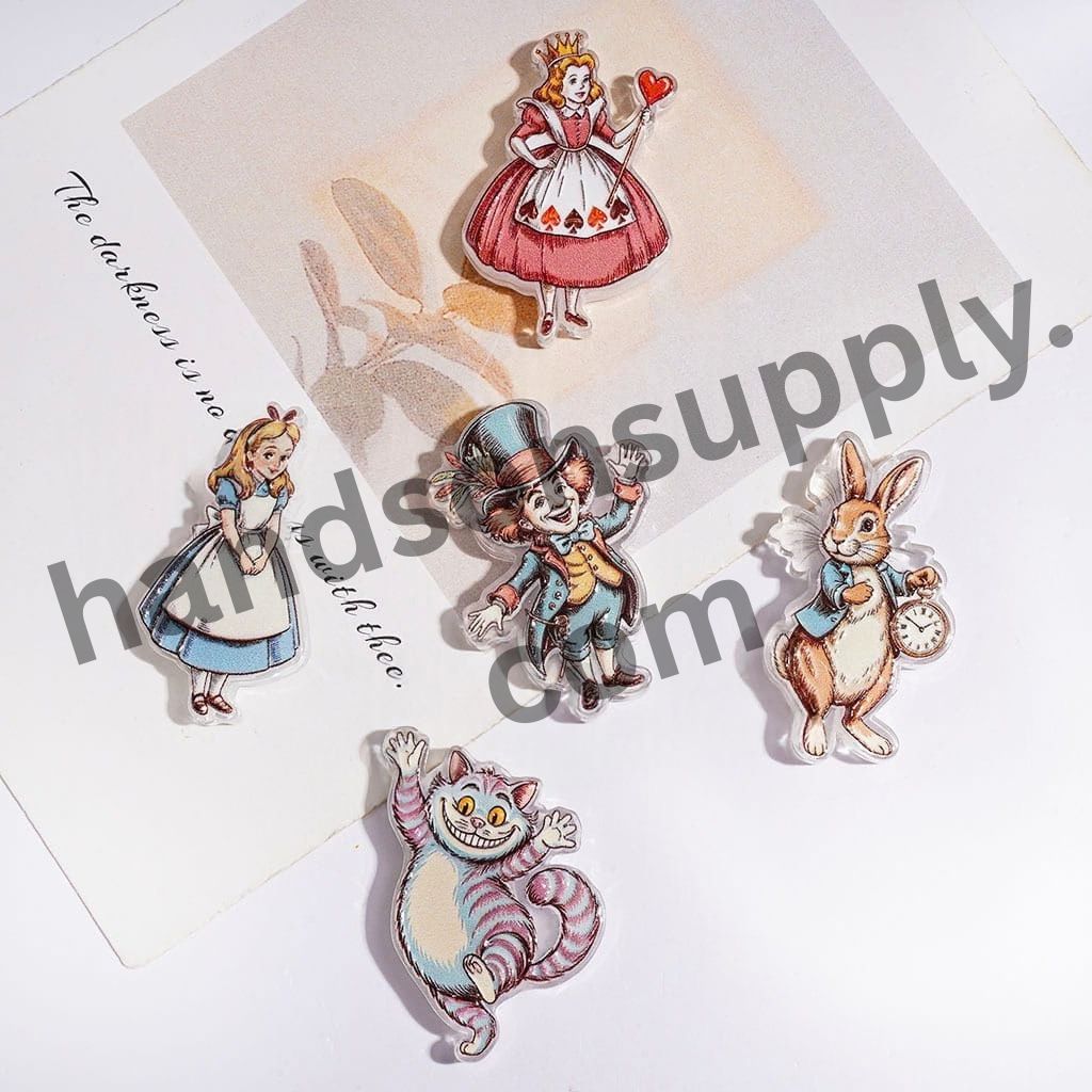 Charming Queen, Host Girl, Rabbit & Cat Character Series Acrylic Beads, Random Mix