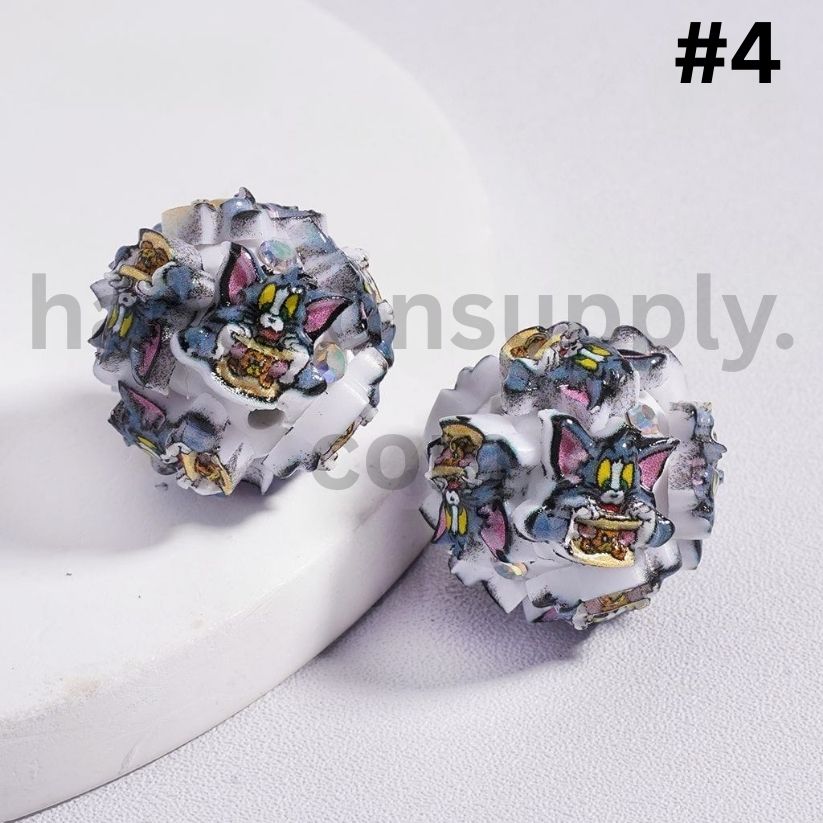 Tom & Jerry Cat & Mouse Character Mix Clay Beads with AB Rhinestones 20mm