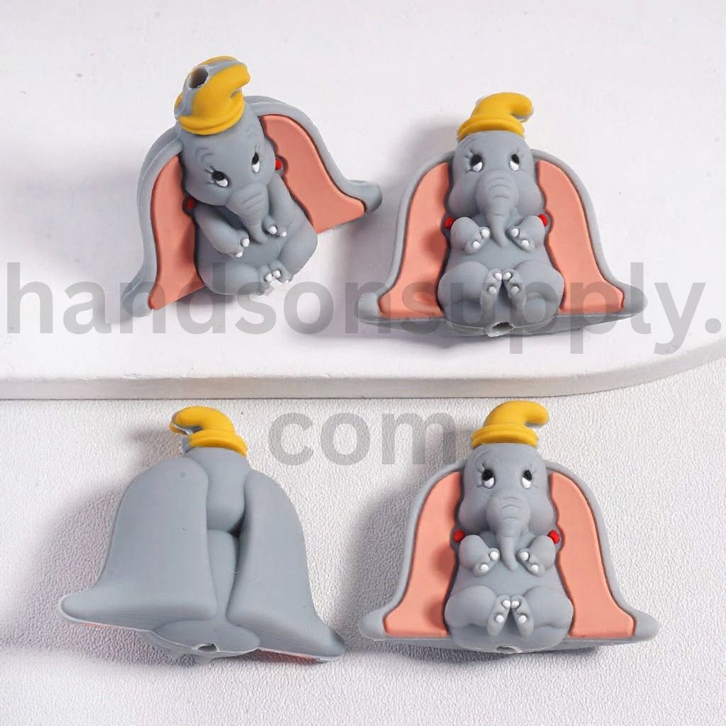 3D Disney-Styled Mickey, Minnie With pink Bow & Lion-King Inspired Characters Silicone Focal Bead