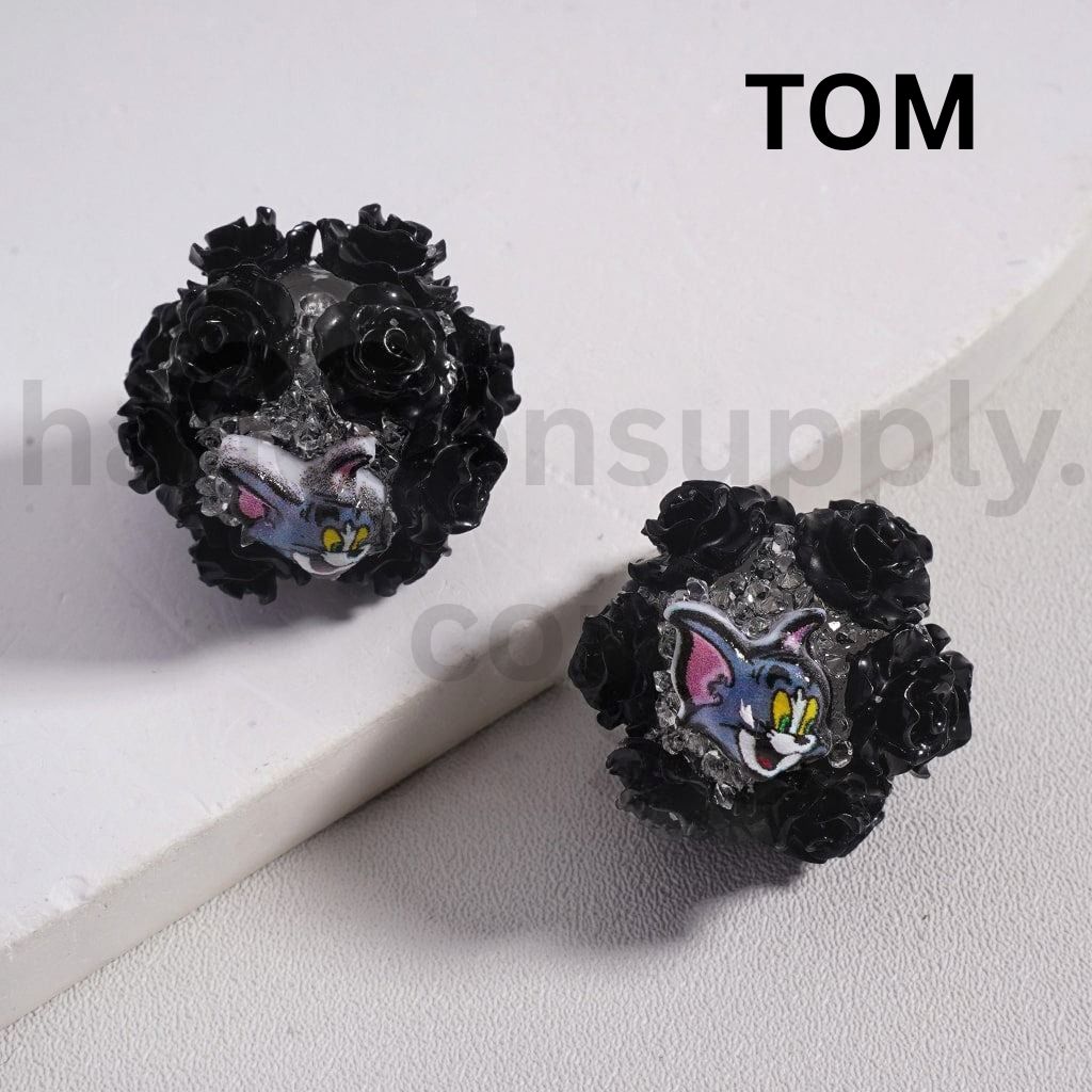 Luminous Cartoon Flower Characters Kuromi, Donald Duck, Minnie, Winnie the Pooh, Hello Kitty, Stitch, James P. Sullivan, Capybara, Cinnamonroll Acrylic Beads Multi Color Mix