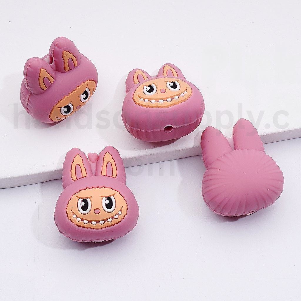 3D featuring Cute Multi Color Labub Monster Head Po Mar Design Silicone Focal Beads