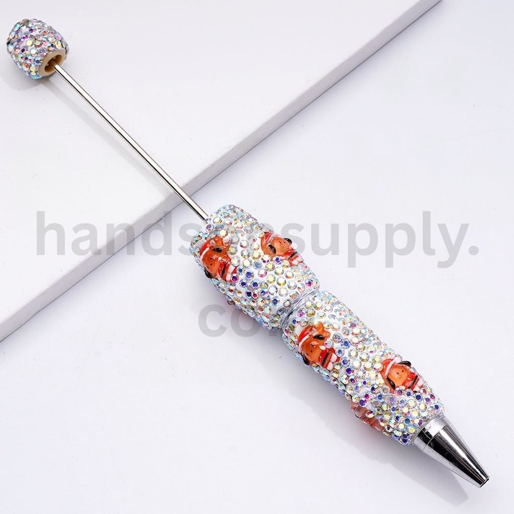 Sanrio-Inspired Characters in Christmas Outfits Red & AB Rhinestones Beadable Clay Pens