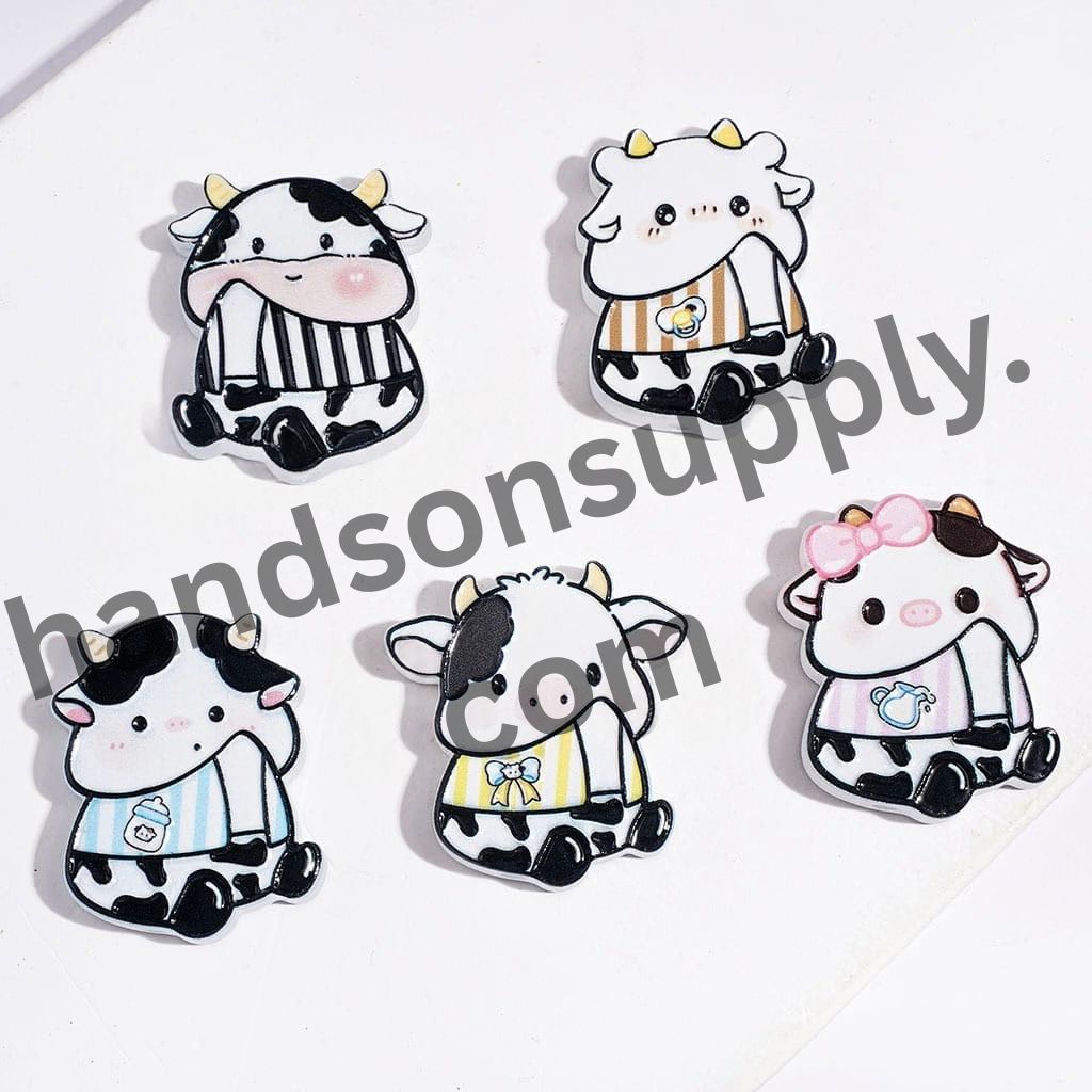 Adorable chubby cow characters in Man Exclusive Theme Acrylic Beads, Random Mix
