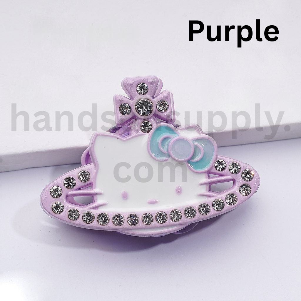 HK Kitten Saturn Cross Earrings with Rhinestones Fancy Clay Beads 42*30*12MM