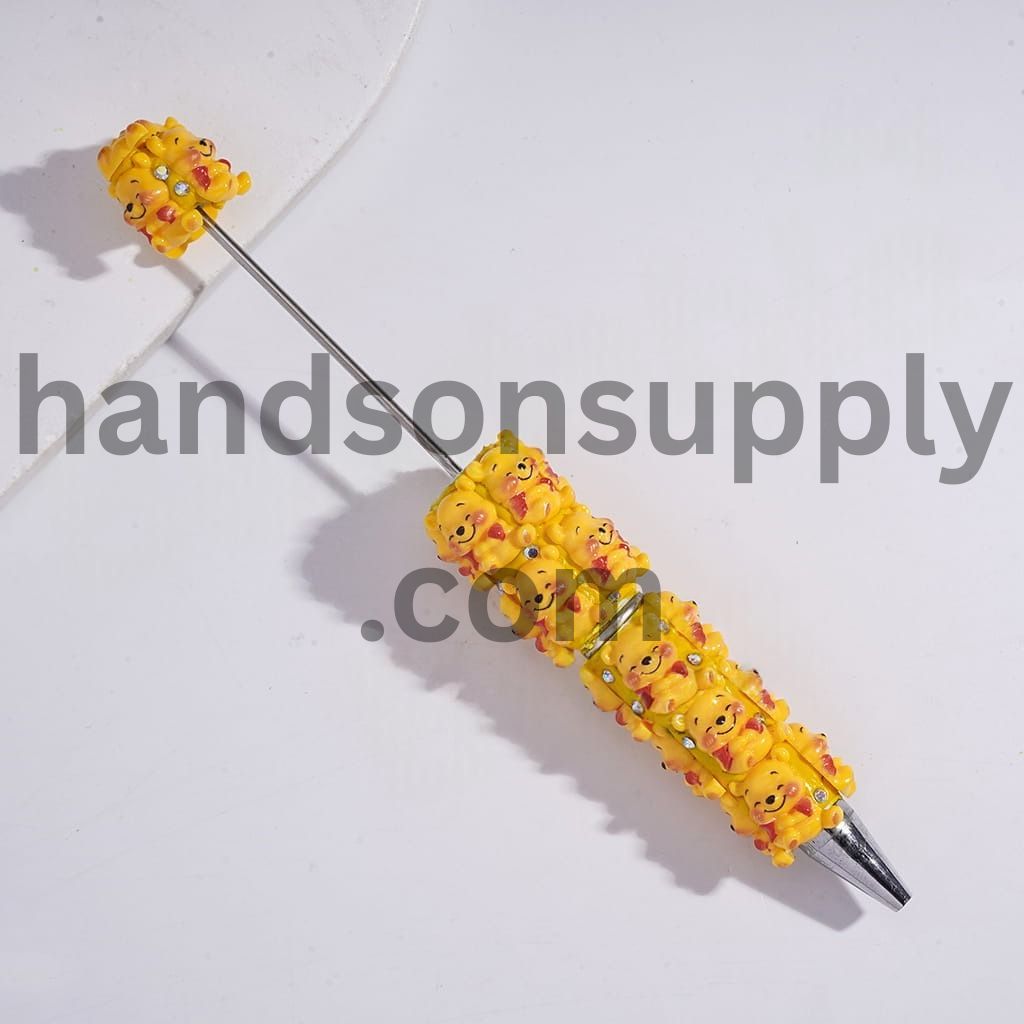 Yellow Honey Bear Series and AB Rhinestones Beadable Clay Pens