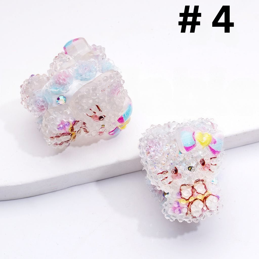 Cute Luminous Characters with Mushrooms & Sparkling Flowers Kuromi, Kitty, Pochacco AB Rhinestones Clay Beads