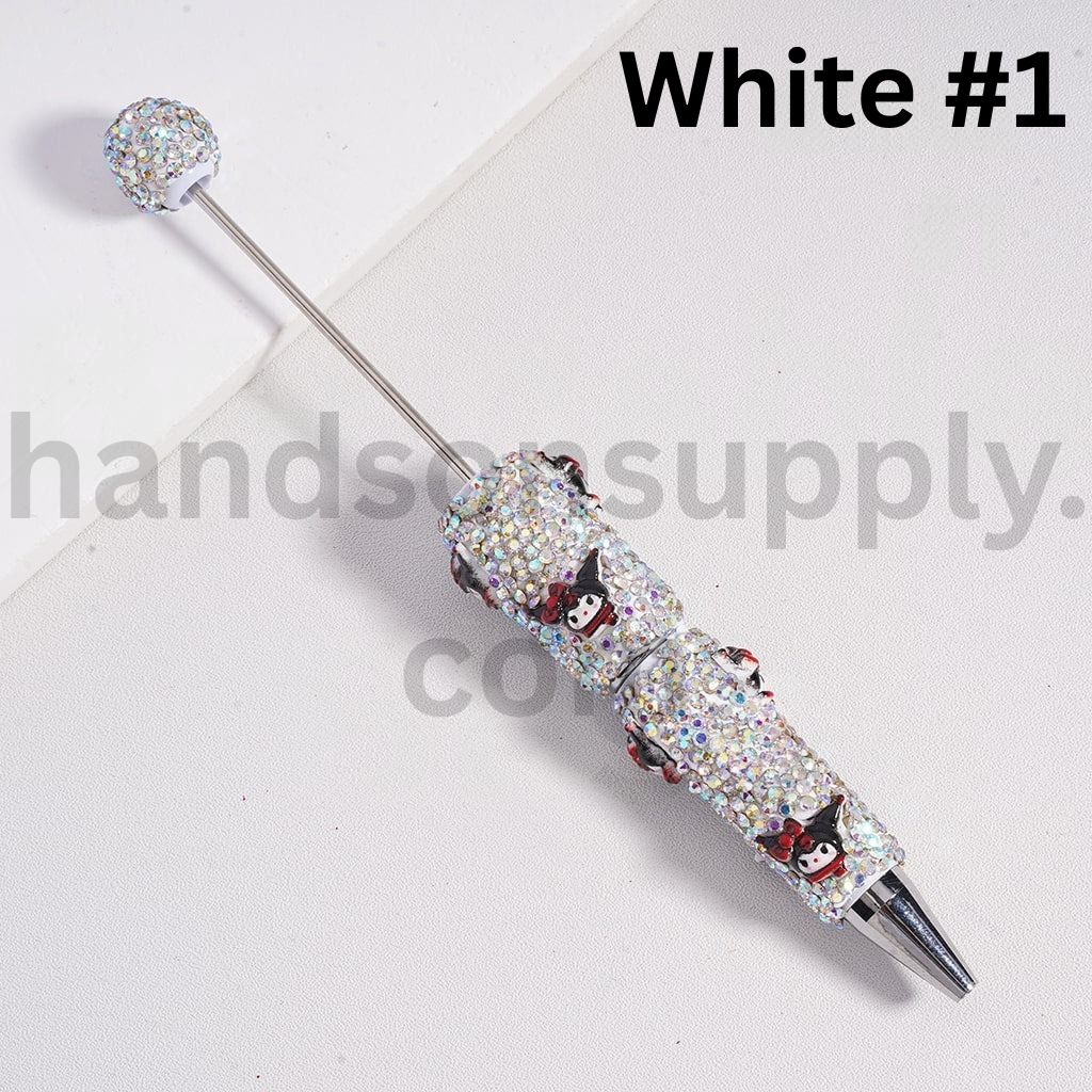 Colorful Beadable Clay Pens with Rhinestones Sanrio Family Charms (Hello Kitty, Pochacco, Pom Pom Purin, Kuromi)
