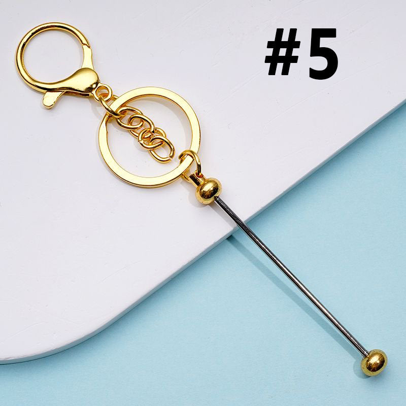 Bar with Metal Beadable Keychain and Lobster Clasp in Solid Colors