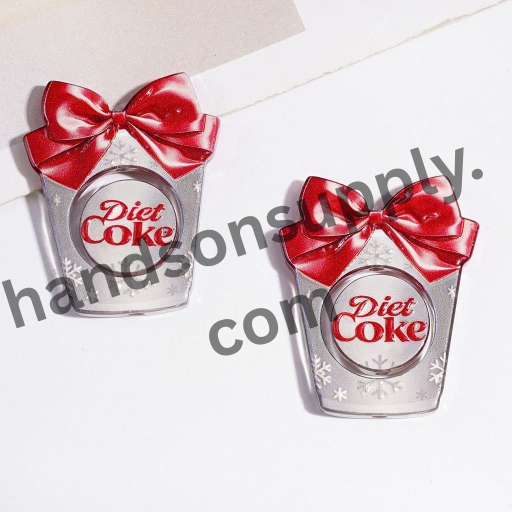 Charming Hollow Cup with Red Bowtie & Flat Round Detail Semi-Clear Acrylic Beads (Please Read the Description)