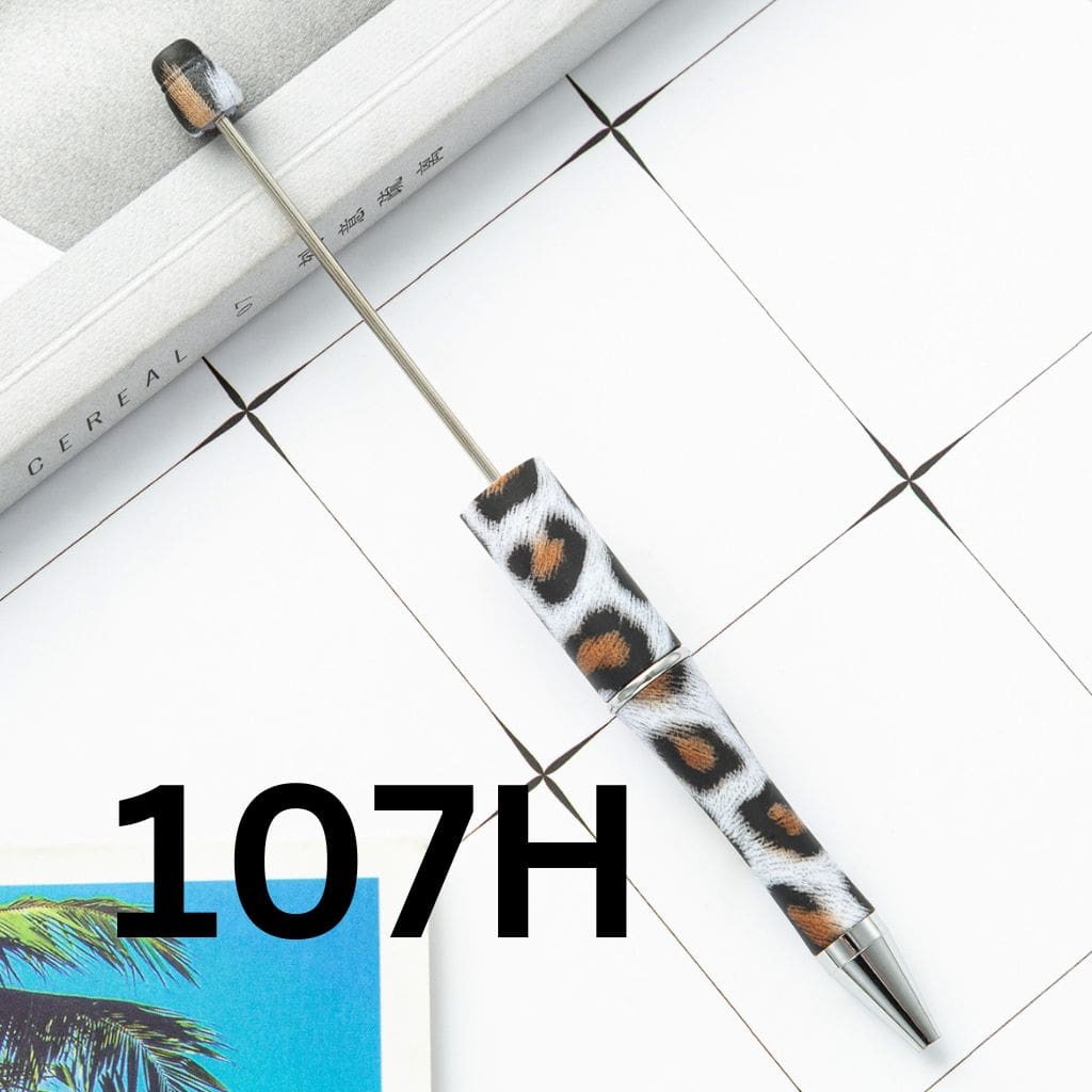 Brown White and Black Cougar Printed Beadable Pens Number 107H