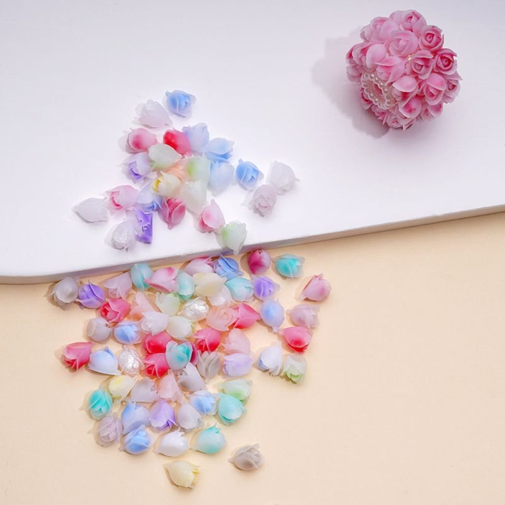 DIY Mini Cute Colorful Flowers Tulips for Beads Jewelry Accessories, Random Mix